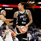Phoenix Mercury center Brittney Griner (42) looks to pass as Chicago Sky center Candace Parker defends during the first half of game 1 of the WNBA basketball Finals , Sunday, Oct. 10, 2021, in Phoenix. Griner was arrested in Russia last month at a Moscow airport after a search of her luggage revealed vape cartridges. The Russian Customs Service said Saturday, March 5, 2022, that the cartridges were identified as containing oil derived from cannabis, which could carry a maximum penalty of 10 years in prison. The customs service identified the person arrested as a female player for the U.S. national team and did not specify the date of her arrest.